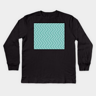 Abstract zigzag - green and white. Kids Long Sleeve T-Shirt